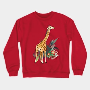 cheerful cartoon giraffe and plants Crewneck Sweatshirt